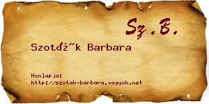 Szoták Barbara névjegykártya